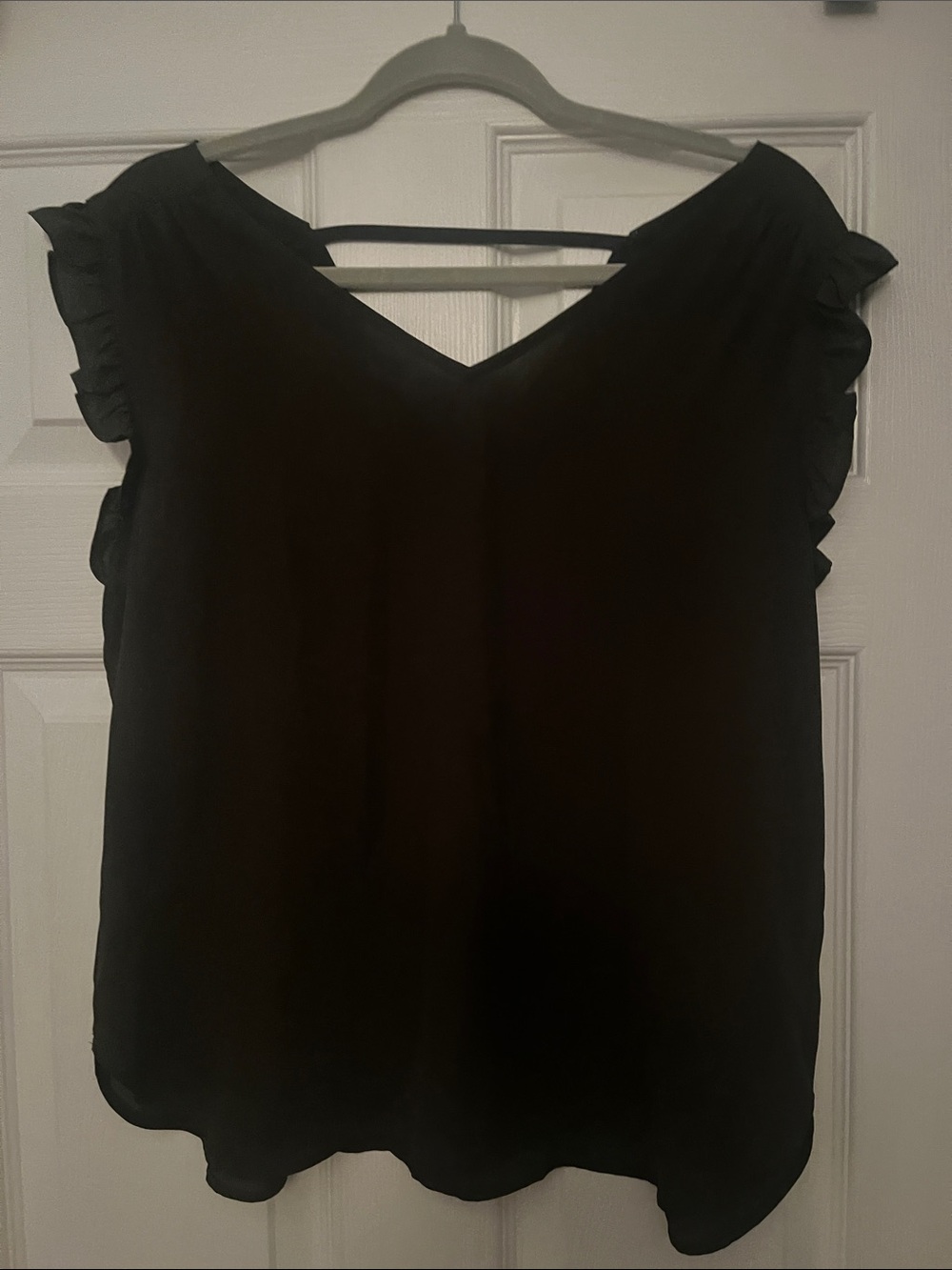 Women’s olive Ruffle Sleeve V-Neck Top